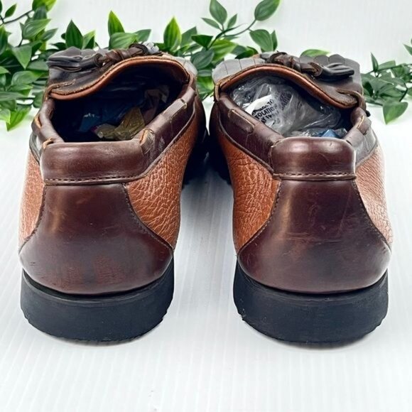 Allen Edmonds Two Tone Nashua Light & Dark Brown Leather Tassel Loafers 11.5 - Picture 5 of 9